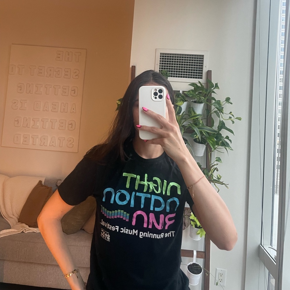 Black Graphic T-Shirt with Colorful Text